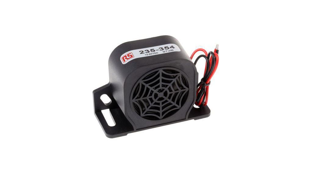 Electronic Buzzer Black 12 ... 80 VDC 200mA 97dB Polyamide Wire Lead